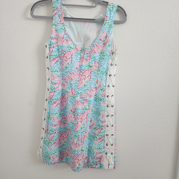 lilly pulitzer Lobstah Roll Delia‎ Shift Dress Lace Up Size 00 - Picture 5 of 5